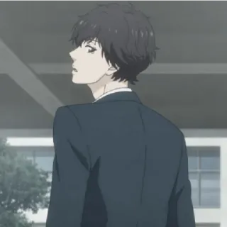 😁 Anime, Ragazzo, Uniforme scolastica, Guardando indietro, Capelli scuri telegram sticker