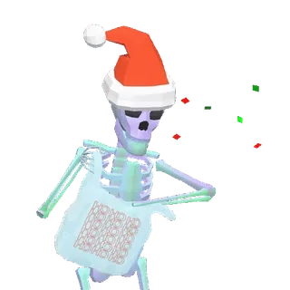 🎊 HO HO HO scheletro, natale, cappello babbo natale, festivo, vacanze, oh oh oh whatsapp sticker