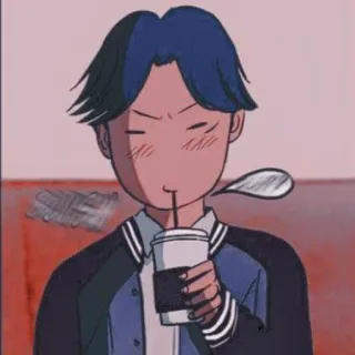 🌱 cartoon, anime, drinking, coffee, person, drawing telegram sticker