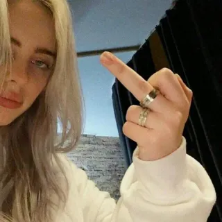 🖕 Billie Eilish นิ้วกลาง, นักร้อง, หยาบคาย, คนดัง, ท่าทาง telegram sticker