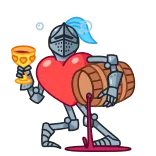 🍷 caballero, corazón, amor, taza, armadura, dibujos animados telegram sticker