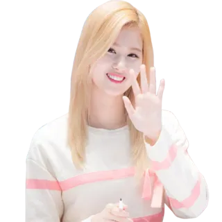 🖐 wanita, rambut pirang, potret, senyum, kpop, sana telegram sticker
