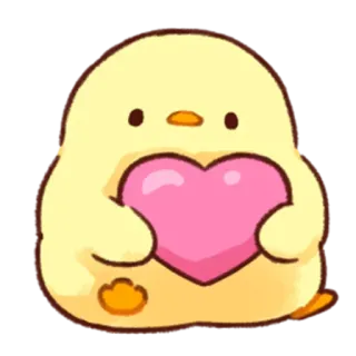 💛 ไก่, ลูกเจี๊ยบ, หัวใจ, ความรัก, น่ารัก, สัตว์, การ์ตูน telegram sticker