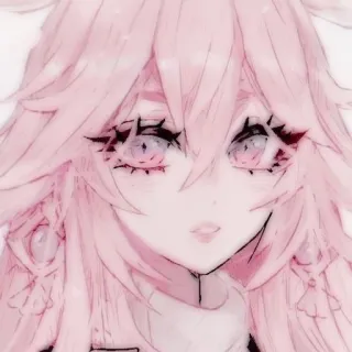 😮 动漫, 女孩, 粉色头发, 漫画, 可爱, 肖像 telegram sticker