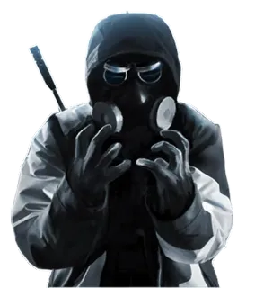 😡 máscara de gás, moletom com capuz, óculos de proteção, ofensivo, arma, violência telegram sticker