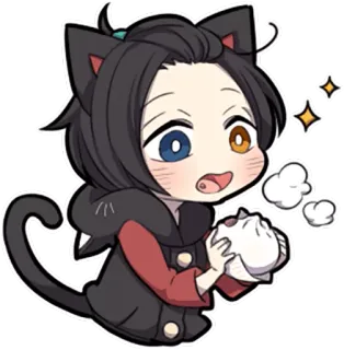 🍙 애니메이션, 고양이 귀, 귀여운, 치비, 카와이, 만두, 캐릭터 telegram sticker