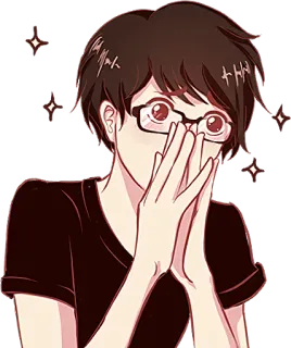 😍 Anime, Occhiali, Cartone animato, Scintille, Eccitato/a, Carino/a telegram sticker