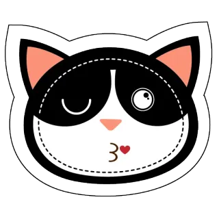 😘 chat, animal, mignon, kawaii, baiser, coeur, dessin animé, autocollant whatsapp sticker