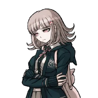 😟 Chiaki Nanami Danganronpa Anime, Fille, Personnage, Jeu vidéo, Cheveux roses, Uniforme scolaire telegram sticker