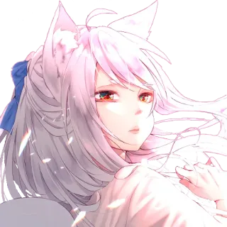 😳 Anime, Nữ mèo, Kemonomimi, Nữ cáo, Nữ anime, Dễ thương, Kawaii telegram sticker