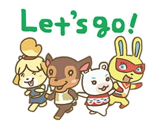 👯 Let's go! desenho animado, animais, vamos, personagem, fofo whatsapp sticker