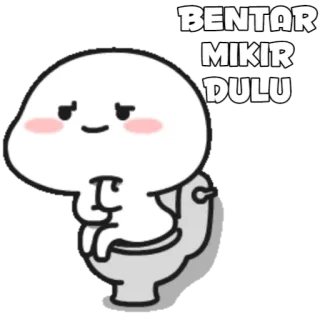 🍡 BENTAR MIKIR DULU Dessin animé, Réflexion, Toilettes, Assis, Drôle, Mème telegram sticker