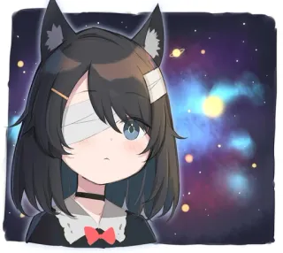 Catear Eyepatch Girl telegram stickers