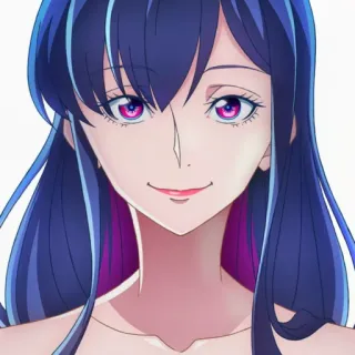 🙂 Anime, Mulher, Roxo, Rosto, Retrato, Garota telegram sticker