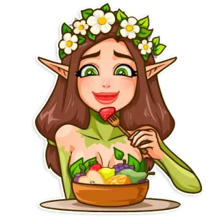🥗 elfo, fata, frutta, mangiare, fiori, natura telegram sticker