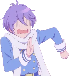 😰 anime, przestraszony, zszokowany, postać, fioletowe włosy, reakcja, gest telegram sticker