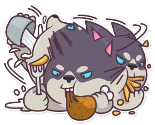 🍴 動物, 犬, 漫画, 食べ物, かわいい, 食べる, 面白い telegram sticker