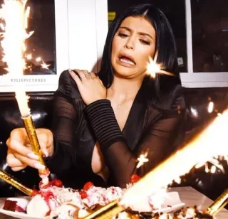 😫 Kylie Jenner celebrity, birthday, dessert, sparklers telegram sticker
