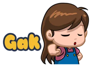 😒 GaK hoạt hình, nhân vật, cô gái, hình minh họa, dễ thương whatsapp sticker