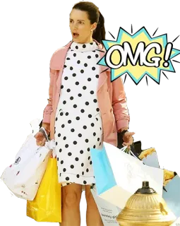 🙀 OMG! Compras, Surpresa, Mulher, Sacolas de compras, Meu Deus whatsapp sticker