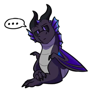 😑 ... dragão, desenho animado, animal, pensando, fofo, adesivo telegram sticker