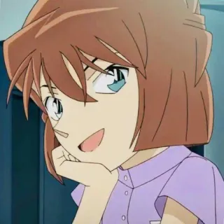 😃 Ran Mouri Detective Conan Anime, Dziewczyna, Uśmiechnięta, Postać, Ran Mouri, Detektyw Conan telegram sticker