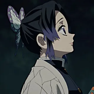 🙄 Shinobu Kocho Demon Slayer 애니메이션, 귀멸의 칼날, 코쵸우 시노부, 나비, 캐릭터 telegram sticker