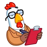 👌 frango, prancheta, óculos, animal, escritório, desenho animado telegram sticker