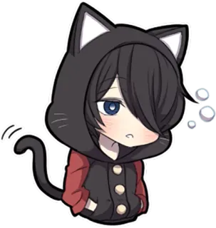 😪 고양이, 애니메이션, 후드티, 만화, 고양이 귀, 치비 telegram sticker
