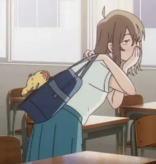 🎭 Anime, Estudante, Bolsa de ombro, Sala de aula, Personagem de desenho animado telegram sticker