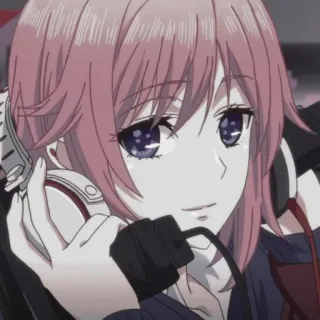 💖 anime, ragazza, cuffie, capelli rosa, carina telegram sticker
