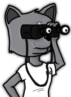 👀 tier, fernglas, wolf, cartoon, schauen, figur telegram sticker