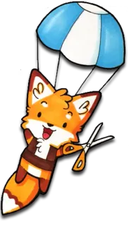 ⬜ лиса, ножницы, парашют, милый, мультфильм whatsapp sticker