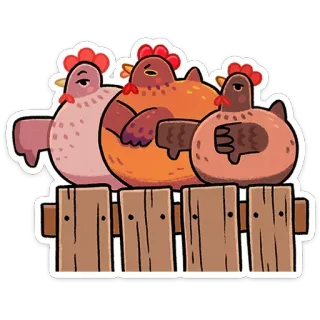 👎 chicken, animals, farm animals, birds, sticker telegram sticker