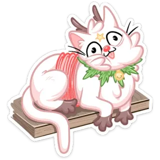 🤪 Katze, Aufkleber, süß, Tier, Cartoon, Buch, Weihnachten telegram sticker