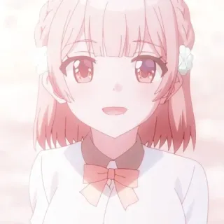 😃 anime, dễ thương, cô gái, kawaii, tóc hồng telegram sticker