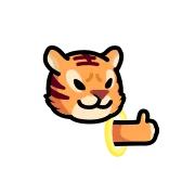 👍 tigre, pollice in su, animale cartone animato, positivo, accordo, approvazione whatsapp sticker