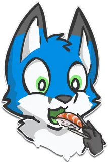 🍣 สุนัขจิ้งจอก, ซูชิ, สัตว์, การ์ตูน, อาหาร, ตะเกียบ whatsapp sticker