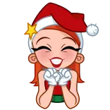 😁 Kerstmis, Kerstmuts, Cartoon, Vrouw, Winter, Viering telegram sticker