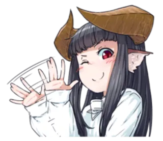 👋 Anime, Mädchen, Süß, Dämon, Hörner, Winken telegram sticker