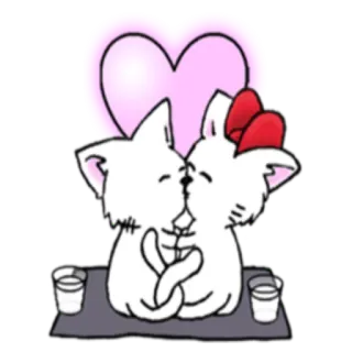 ❤️ chats, baiser, amour, mignon, kawaii, cœur, animaux telegram sticker