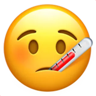 🤒 아픔, 이모지, 질병, 온도계, 열 telegram sticker