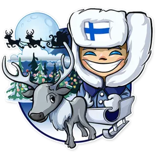🇫🇮 Finland, winter, reindeer, Christmas, Santa Claus, Finnish, hat, snow telegram sticker
