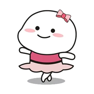 💃 可爱, 卡通, 角色, 粉色, 蝴蝶结, 跳舞 telegram sticker