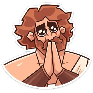 🙏 man, cartoon, illustration, prayer, sad, pleading telegram sticker