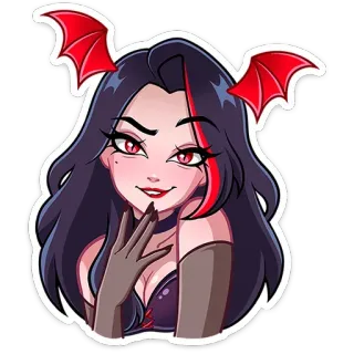 😏 만화, 스티커, 악마, 악, 여자, 일러스트, 소녀, 섹시 telegram sticker