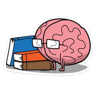 🤓 cerveau, livres, lunettes, éducation, lecture, connaissance whatsapp sticker