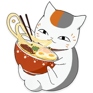 🍜 gato, ramen, comida, macarrão, animal, fofo whatsapp sticker