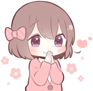 🙂 Аниме, Милый, Девушка, Сердце, Каваий, Розовый, Бант telegram sticker