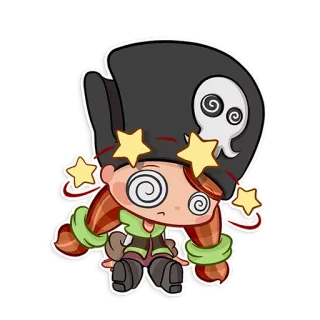 😵 Cartoon, Pirat, Figur, Geist, Benommen, Sterne, Süß, Hut whatsapp sticker